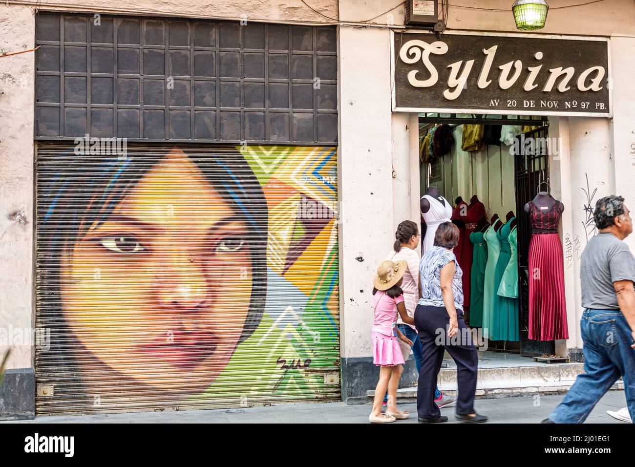 Città del Messico, messicano, ispanico, centro storico, negozio di abbigliamento, shopping shopper shopping negozi mercati mercato di vendita di mercato, vendita al dettaglio sto Foto Stock