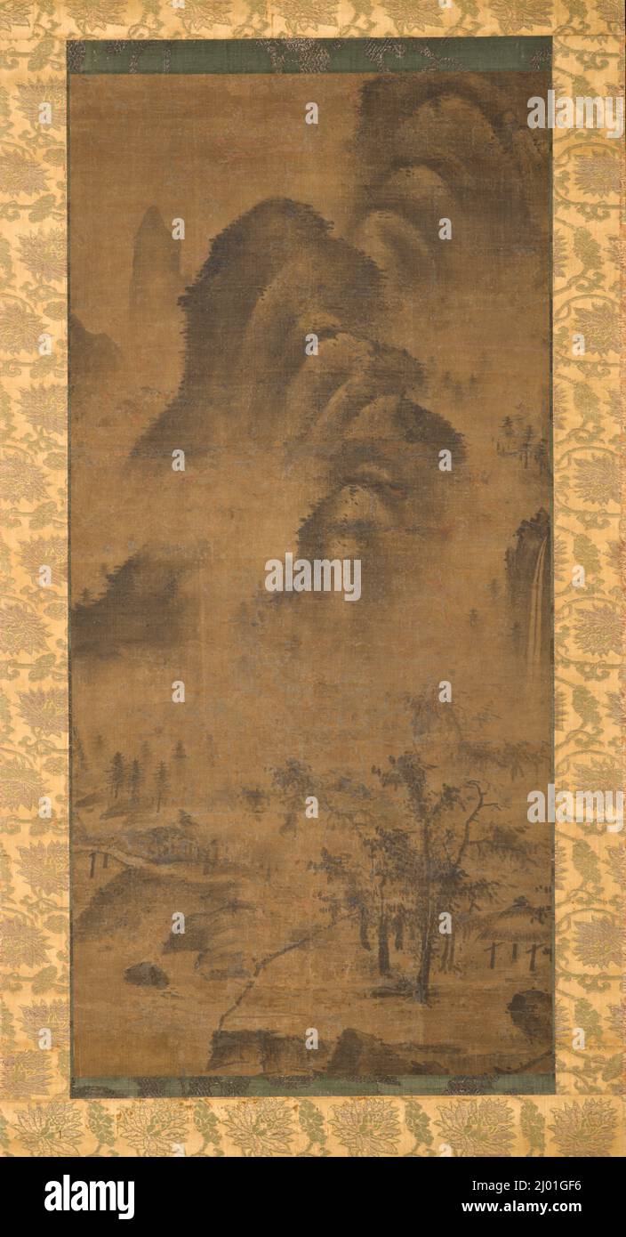 Orizzontale. Cina, cinese, dinastia Yuan, 1260-1368. Dipinti. Rotolo sospeso, inchiostro su seta Foto Stock