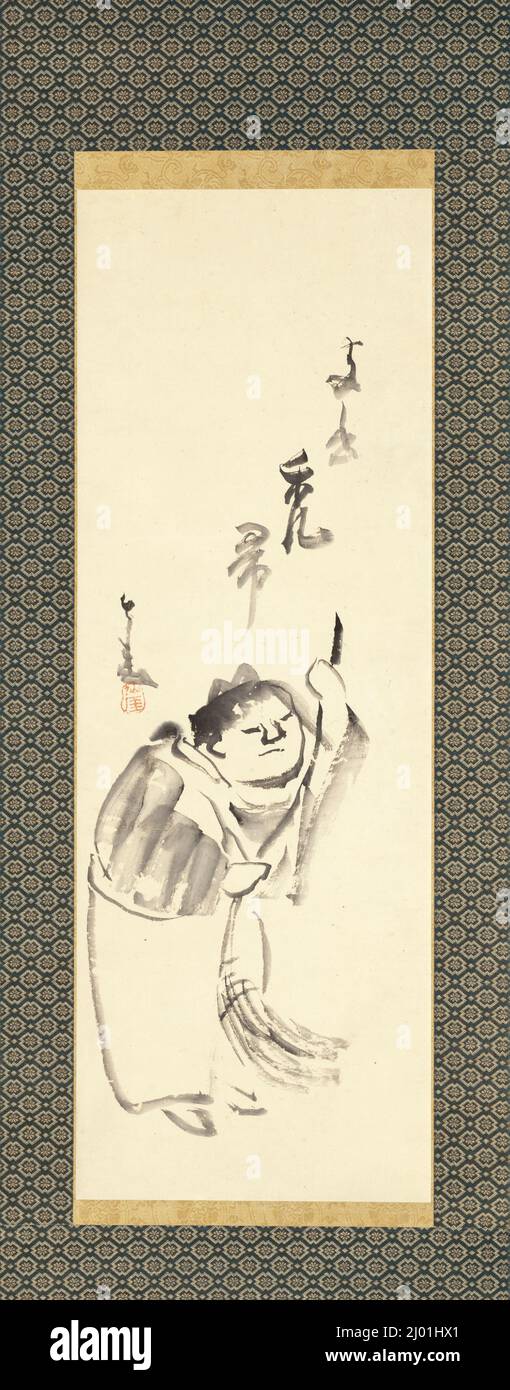 Jittoku. Sengai Gibon (Giappone, 1751-1837). Giappone, fine 18th-19th secolo. Quadri; scorre. Scorrimento sospeso; inchiostro sulla carta Foto Stock