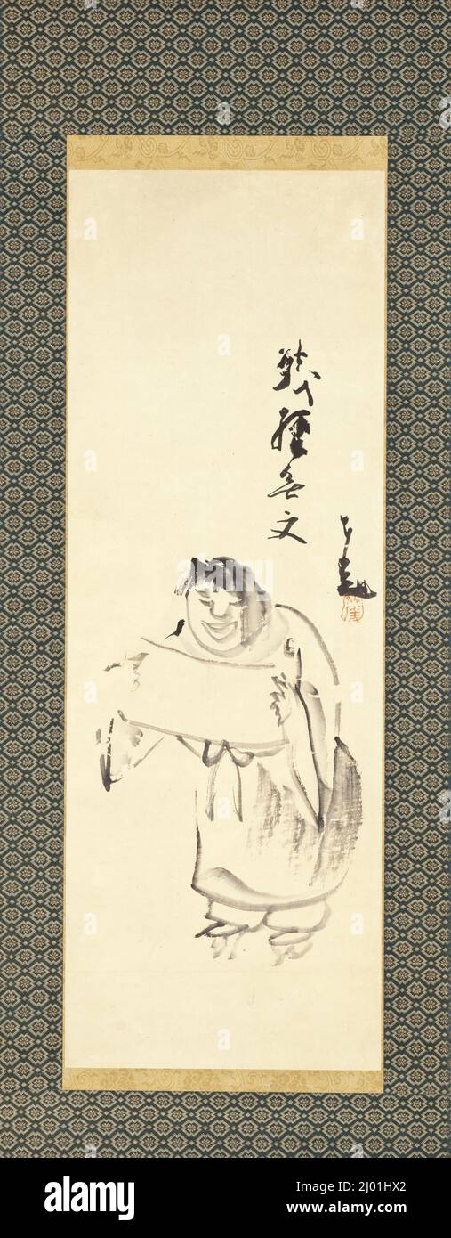 Kanzan. Sengai Gibon (Giappone, 1751-1837). Giappone, fine 18th-19th secolo. Quadri; scorre. Scorrimento sospeso; inchiostro sulla carta Foto Stock