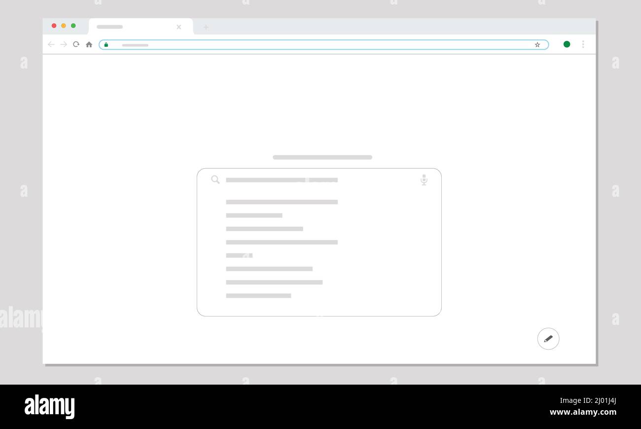 Disegno dell'interfaccia utente piatta del browser Web su un'illustrazione del motore di ricerca con sfondo chiaro Illustrazione Vettoriale