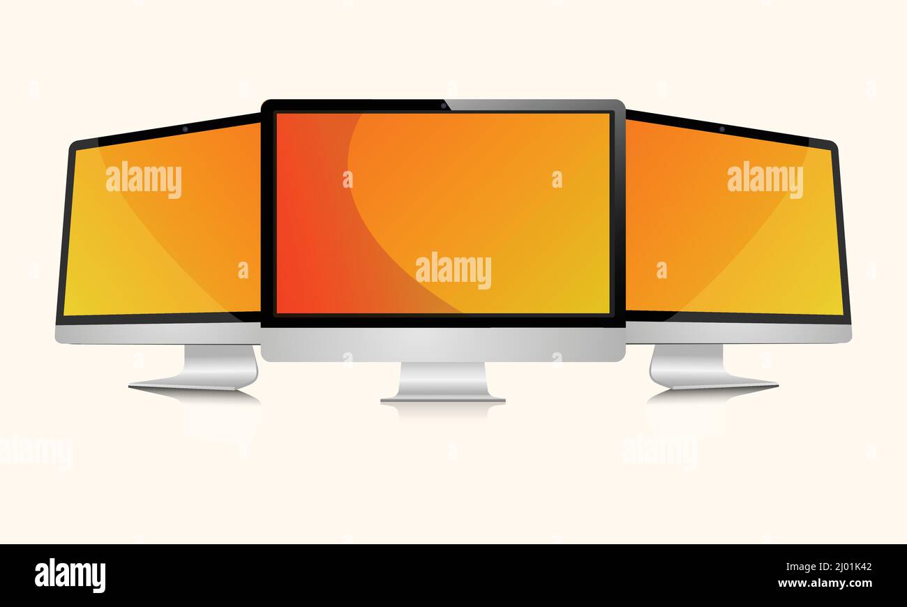 Schermo vuoto con mock-up vettoriale monitor computer Illustrazione Vettoriale