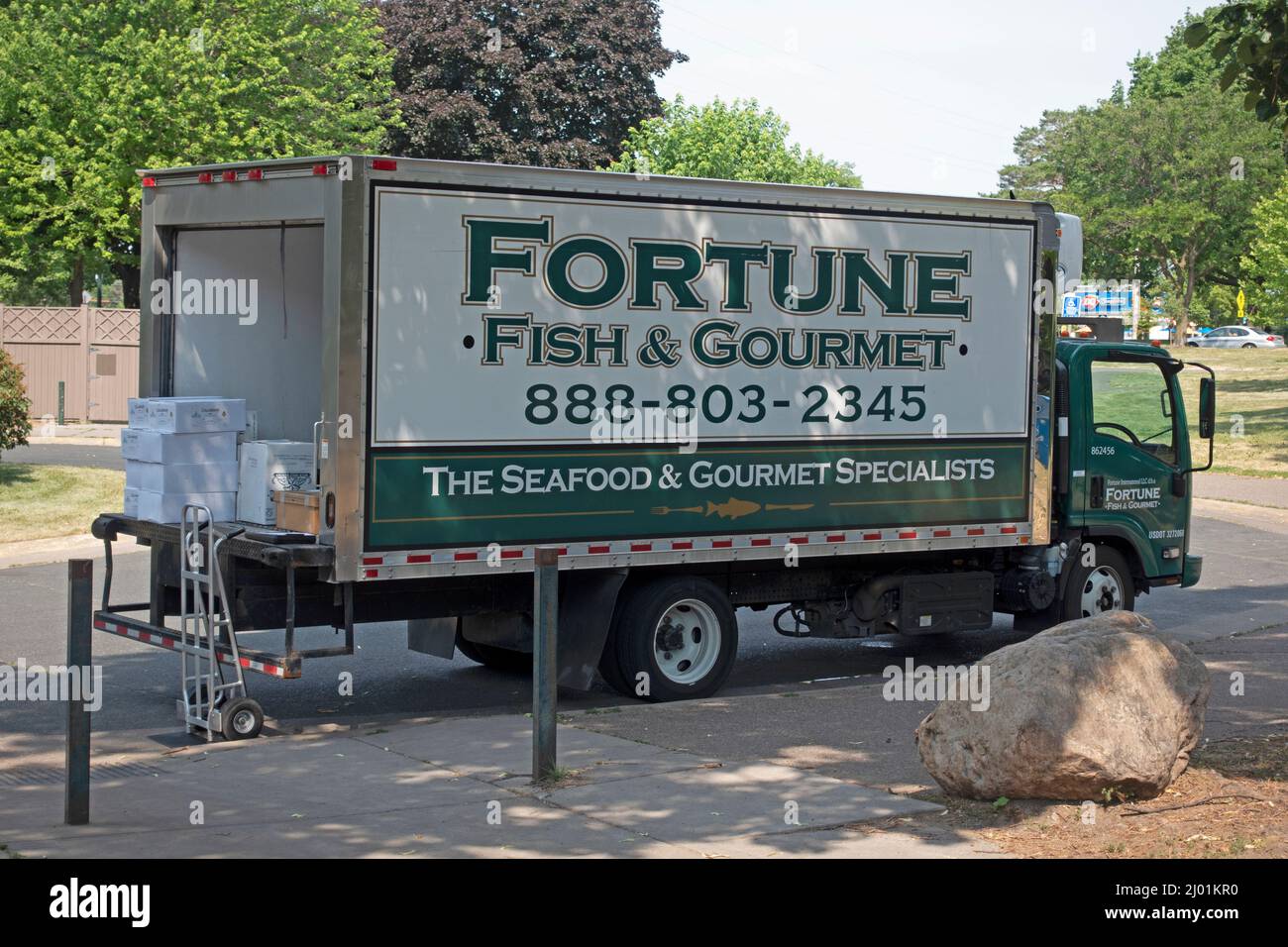 Fortune Fish e Gourmet camion di consegna. St Paul Minnesota, Stati Uniti Foto Stock