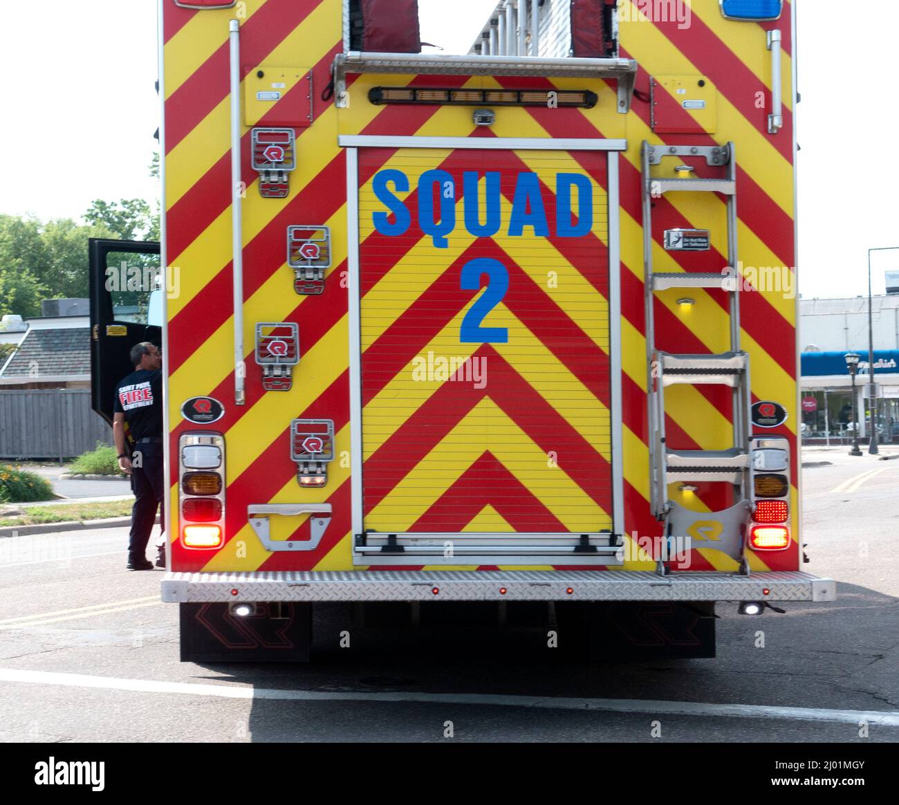 Salvataggio camion squadra in una missione. St Paul Minnesota, Stati Uniti Foto Stock