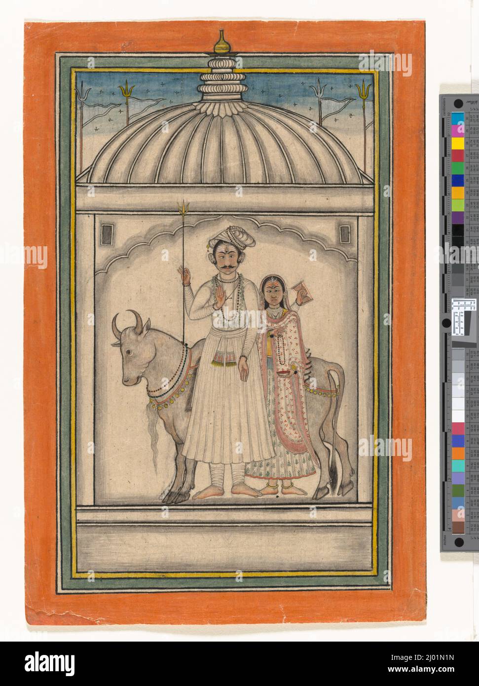 Shiva e Parvati. India, Himachal Pradesh, Mandi, 18th secolo. Disegni; acquerelli. Acquerello opaco sulla carta Foto Stock