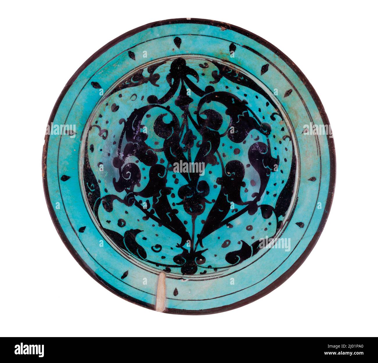 Ciotola. Siria, fine 12th-inizio 13th secolo. Ceramica. Ritagli, verniciati a smalto e incisi Foto Stock