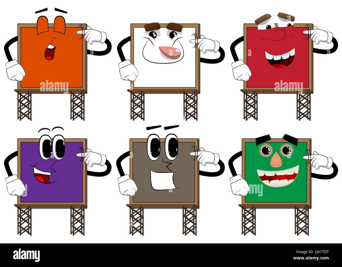 Billboard mostra un gesto di sei NUTS girando il dito intorno al suo tempio. Carino cartoon segno di pubblicità, carattere banner. Illustrazione Vettoriale