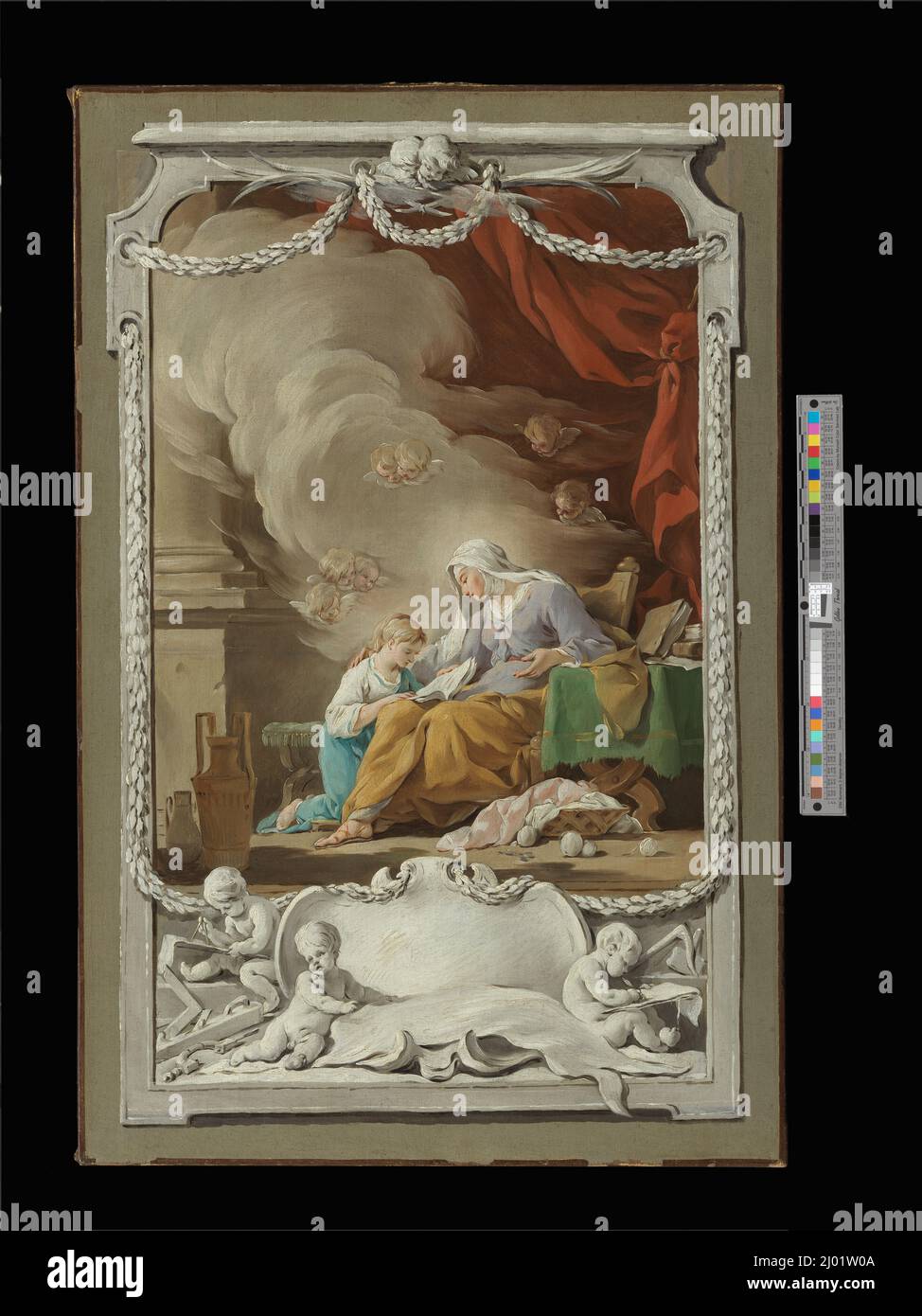 Sant'Anna che rivela alla Vergine la Profezia di Isaia. Nöel Hallé (Francia, Parigi, 1711-1781). Francia, circa 1749. Dipinti. Olio su tela Foto Stock