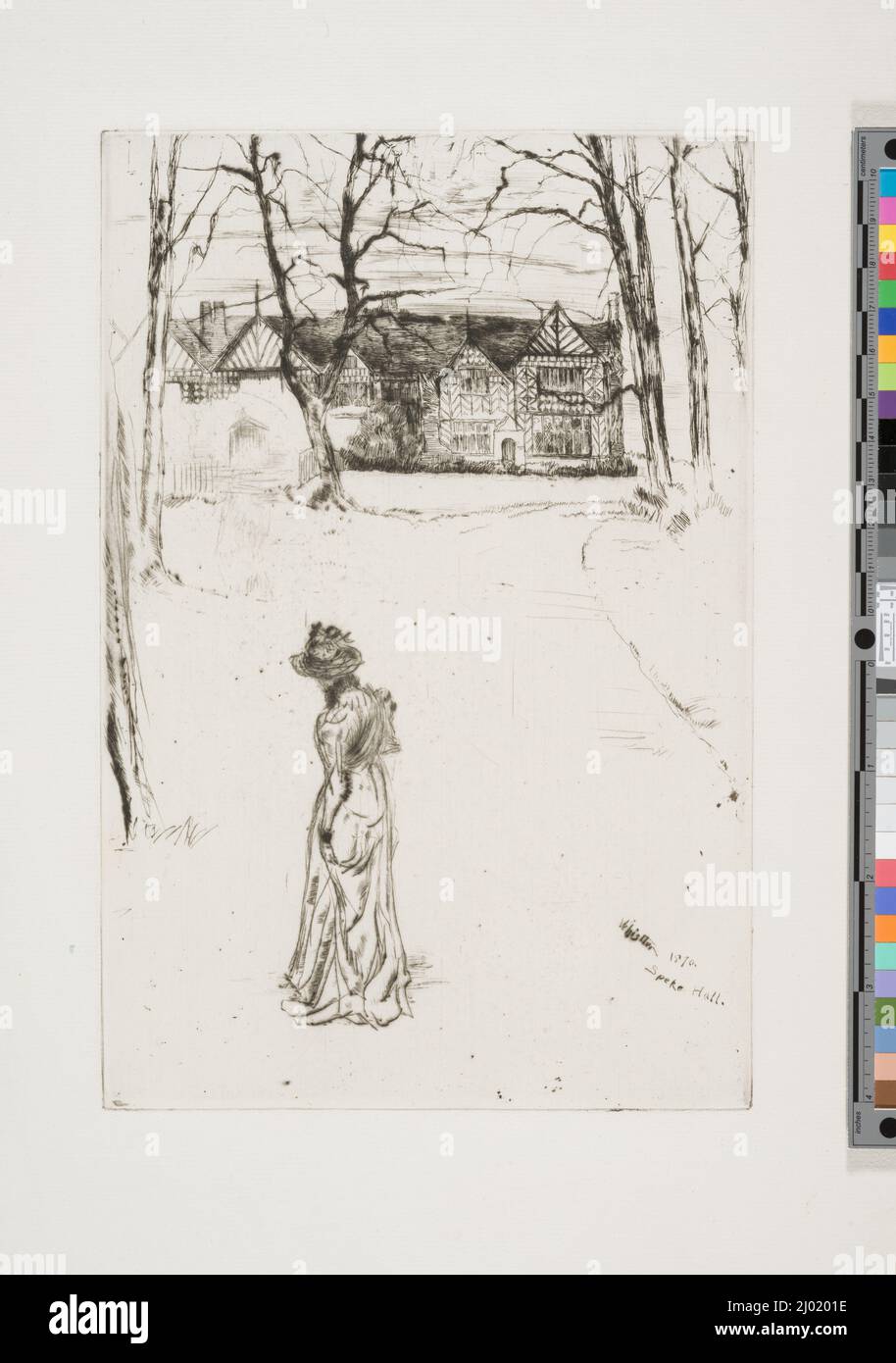 Speke Hall: The Avenue. James Abbott McNeill Whistler (Stati Uniti, 1834-1903). 1870-78. Stampa. Incisione e punto secco Foto Stock