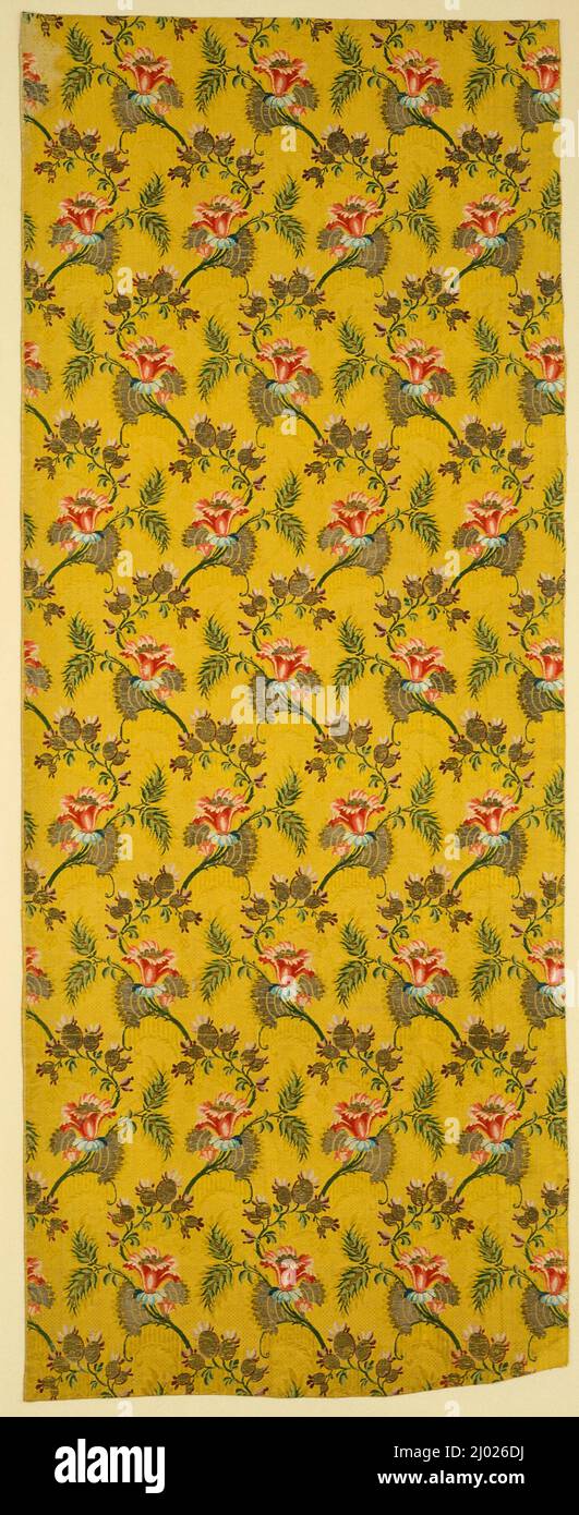 Tessuto con disegno di Flora stilizzata. Francia, 1725-1750. Tessuti;  lunghezze tessili. Seta e filato metallico broccato su polvere di seta Foto  stock - Alamy