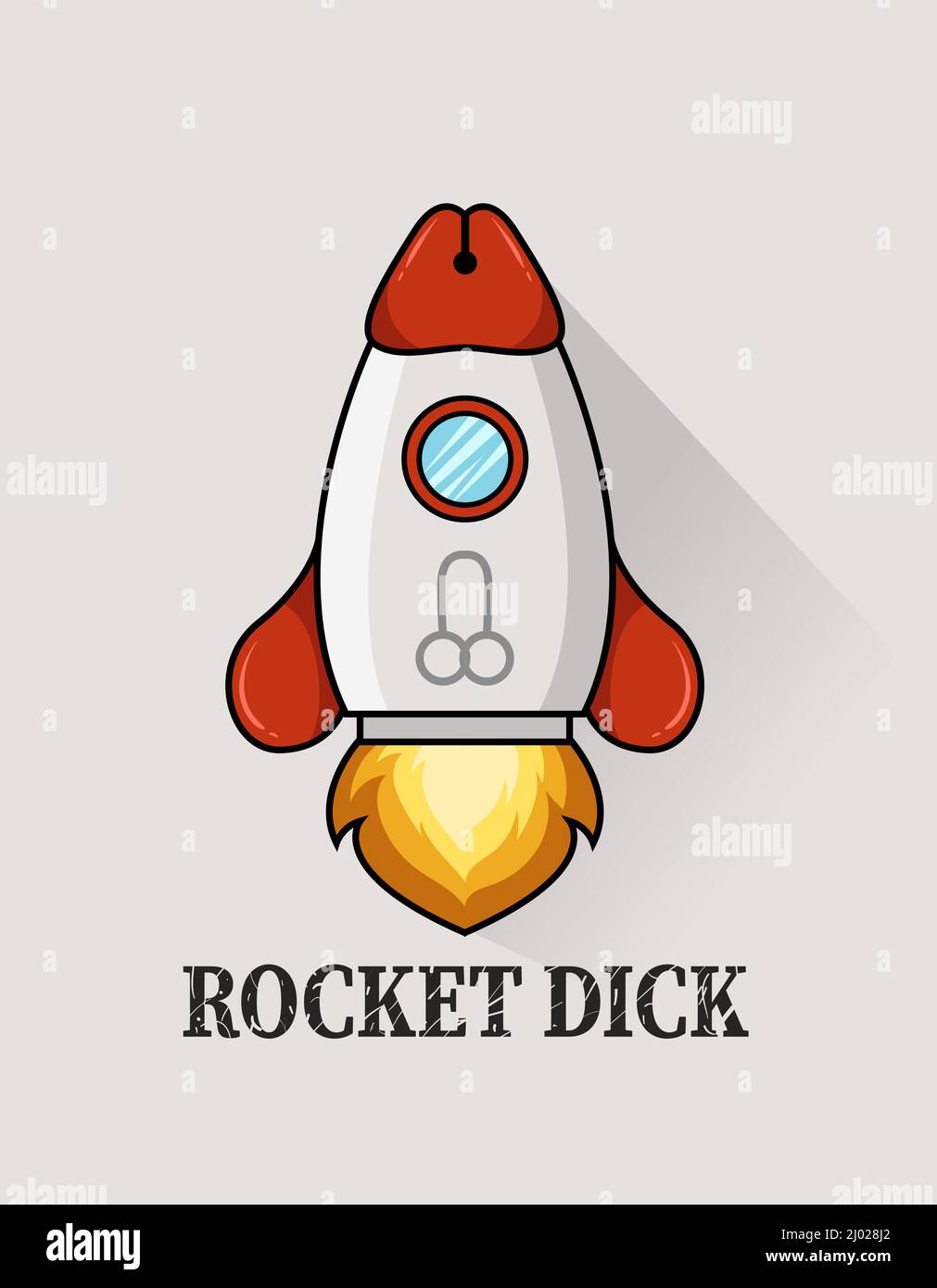 Logo Rocket dick su sfondo bianco Illustrazione Vettoriale