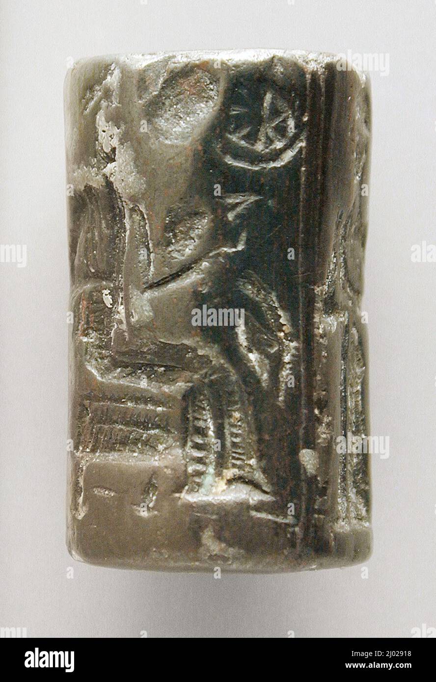 Guarnizione del cilindro. Iran, Mesopotamia o Siria, Vecchio periodo babilonese (circa 2000-1600 a.C.). Attrezzi e attrezzatura; guarnizioni. Ematite Foto Stock