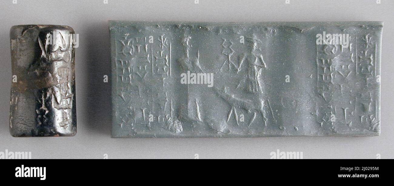 Guarnizione del cilindro. Mesopotamia, antico periodo babilonese, circa 2000-1600 a.C. Attrezzi e attrezzatura; guarnizioni. Ematite Foto Stock