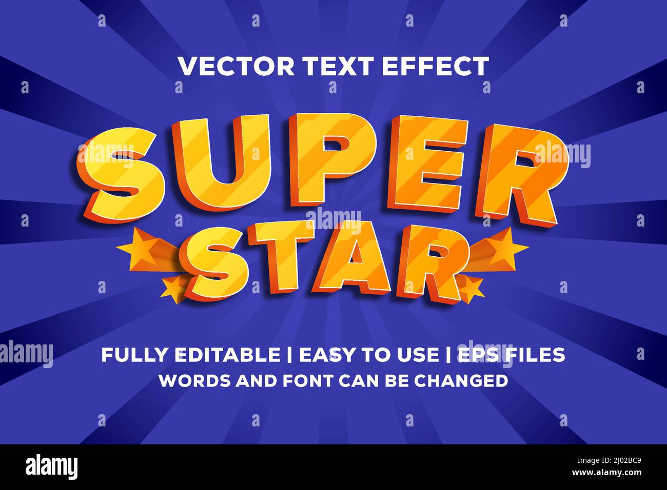 effetto testo vettoriale super star completamente modificabile Illustrazione Vettoriale