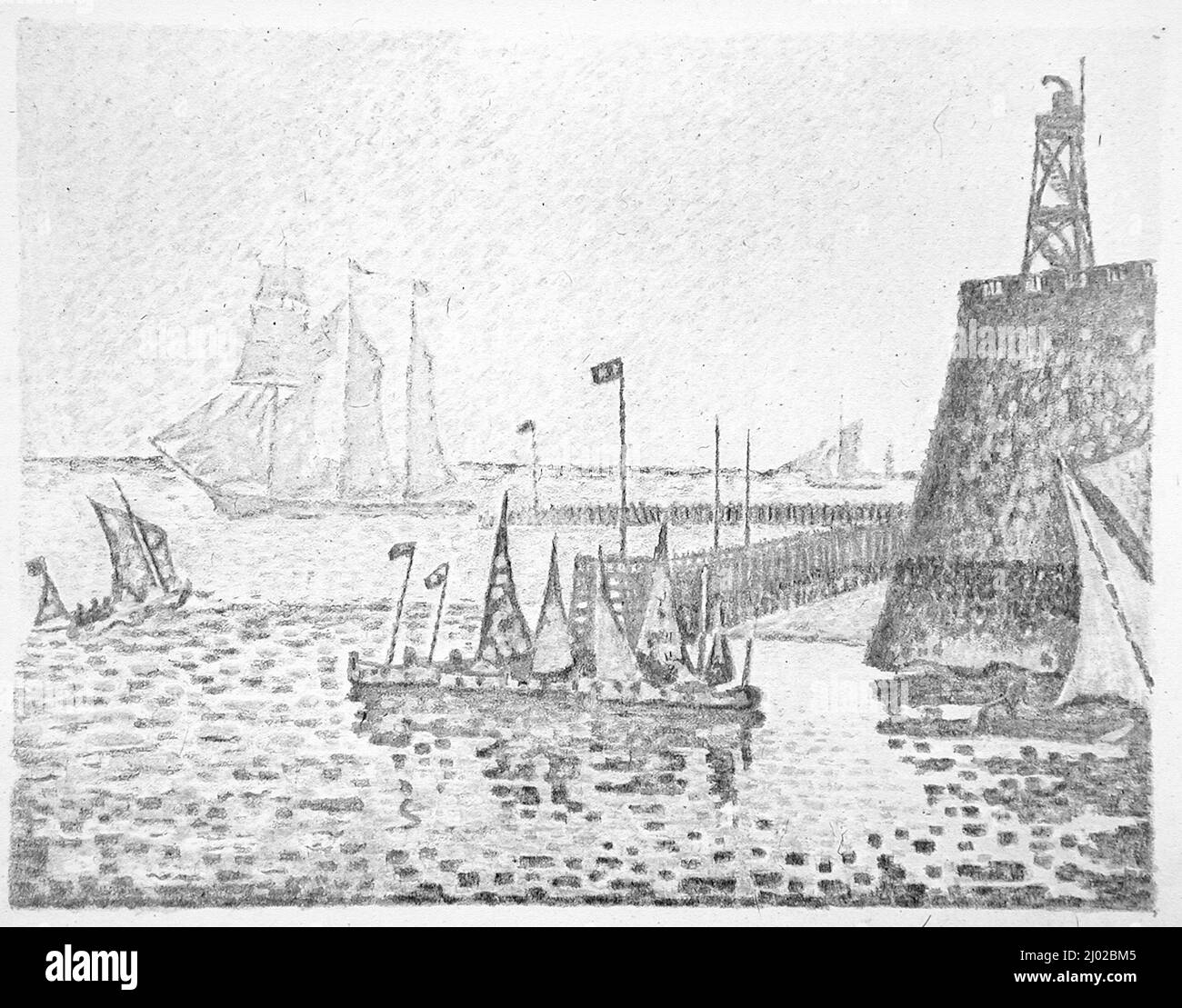 Pan 4, n. 1-2 (1898). Paul Signac (Francia, Parigi, 1863-1935)Théo van Rysselberghe (Belgio, Gand, 1862-1926)Hippolyte Petitjean (Francia, 1854-1929)Maximillien luce (Francia, Parigi, 1858-1941)Henri Edmond Cross (Francia, Douai, Nord, 1856-1910)Walter Leistikow (Germania, Bromberg, 1865-1908)Albert Krüger (Germania, Germania attiva, Berlino, nato nel 1858, morto nel 1910)Peter Behrens (Germania, 1868-1940)Wilhelm Volz (Germania, Karlsruhe, 1855-1901)Hans Olde (Germania, Süderau, 1855-1917). Germania, Berlino, 1898. Periodici. Materiale stampato con nove litografie e due tagli di legno su volant di pino e posato e w Foto Stock
