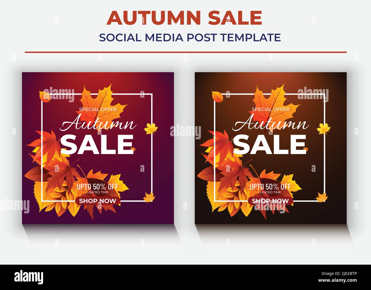 Modello di post sui social media in vendita in autunno, post e volantino sui social media in vendita Illustrazione Vettoriale