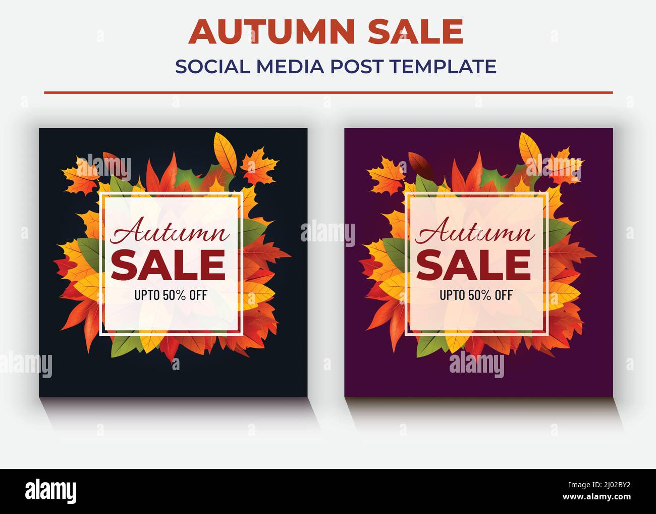 Modello di post sui social media in vendita in autunno, post e volantino sui social media in vendita Illustrazione Vettoriale
