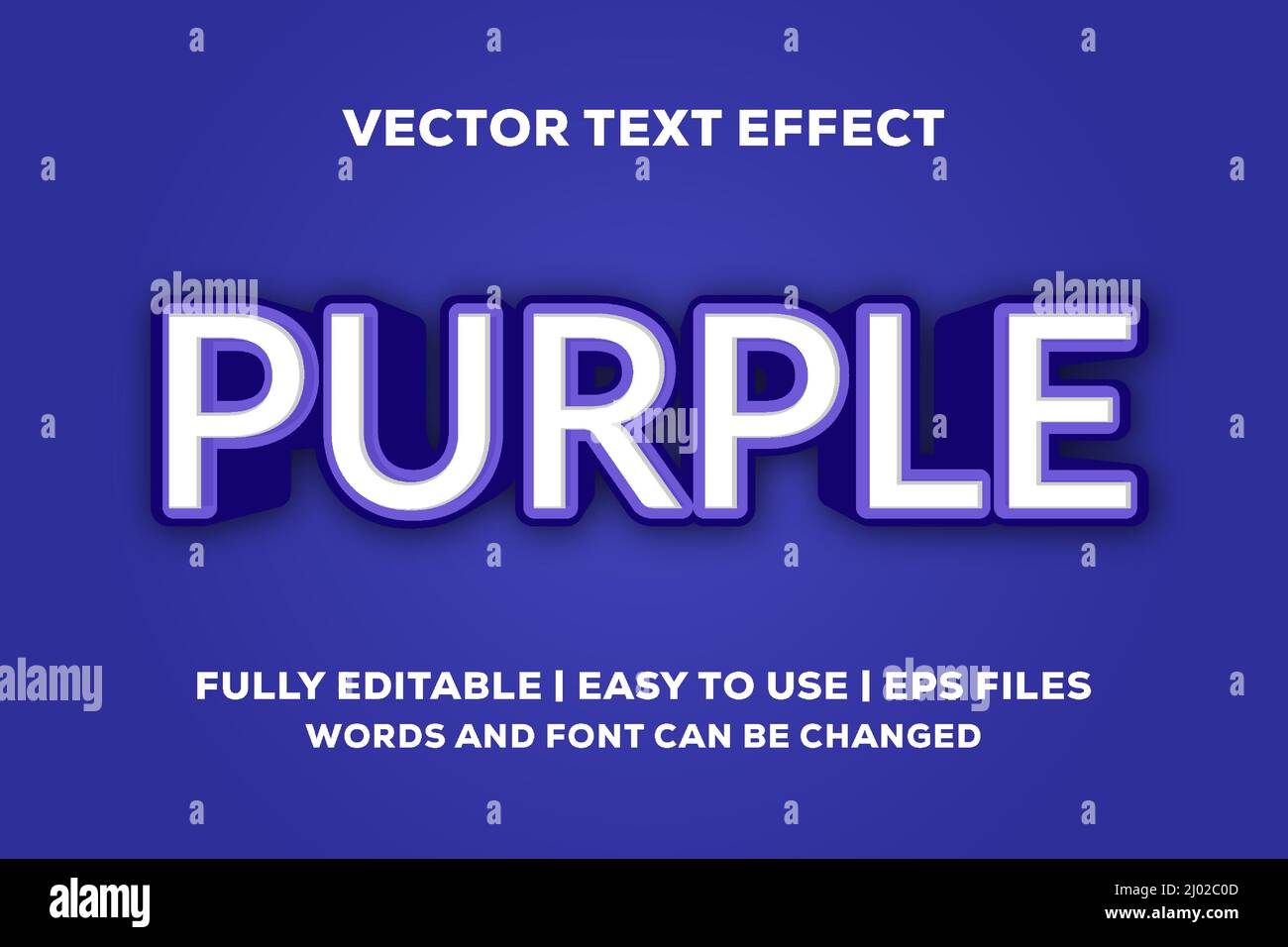 effetto testo vettoriale viola completamente modificabile Illustrazione Vettoriale