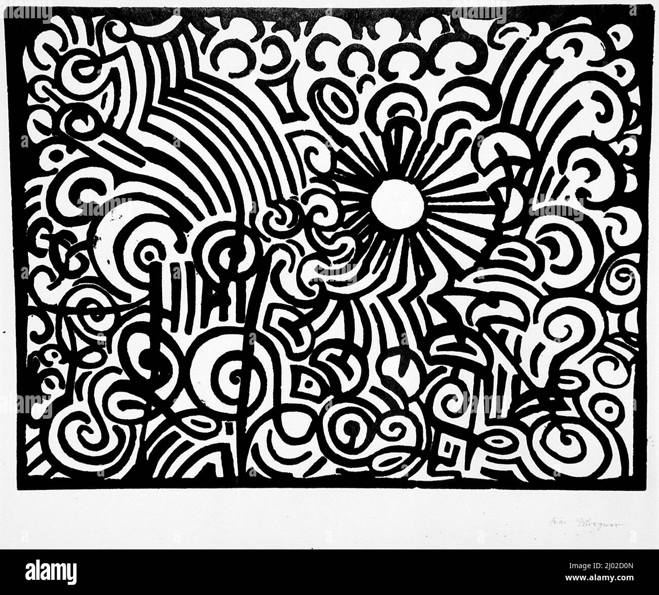 Composizione astratta. Wilhelm Morgner (Germania, Soest, 1891-1917). Germania, 1912. Stampe; linocut. Linocut Foto Stock