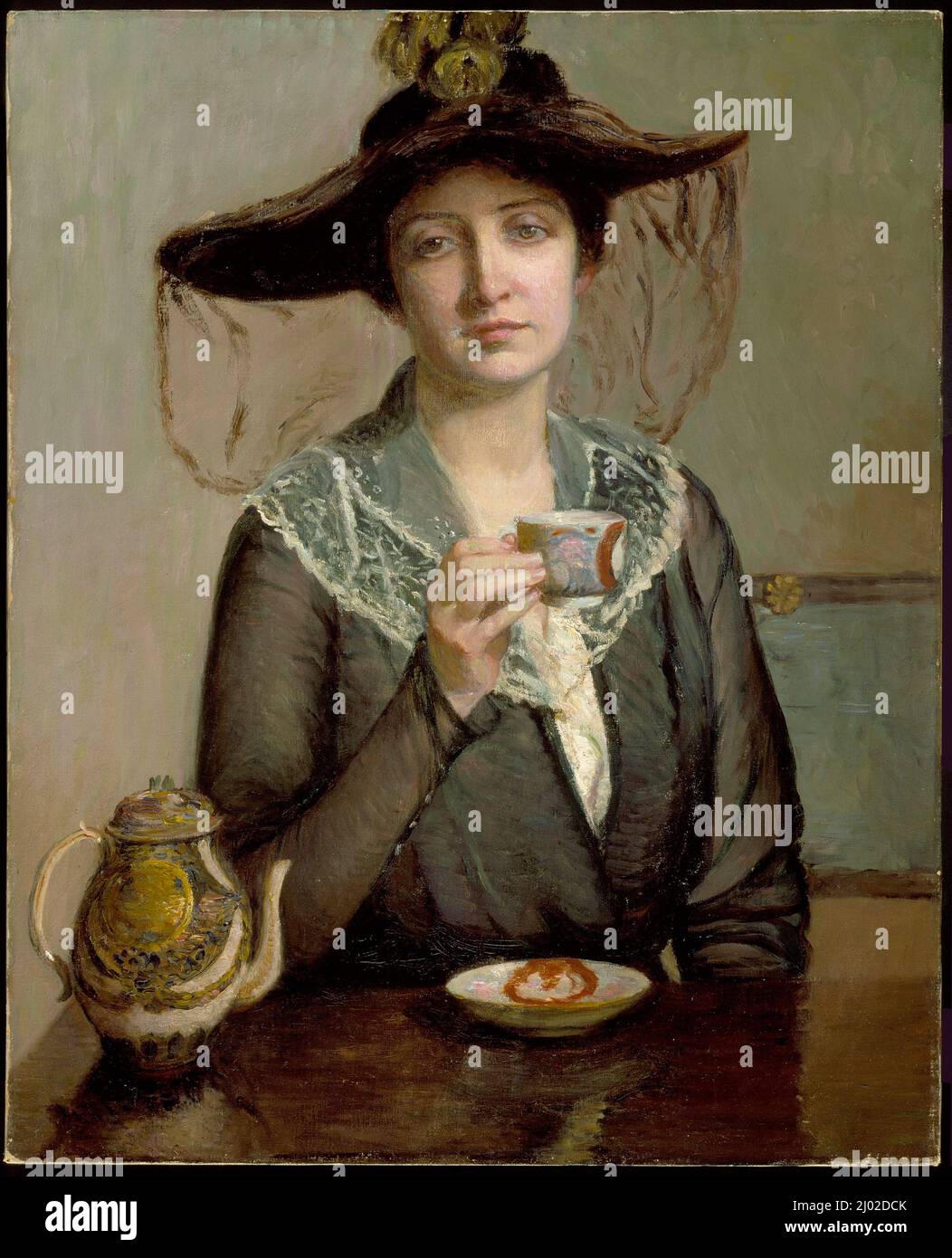 Una tazza di tè. Lilla Cabot Perry (Stati Uniti, Massachusetts, Boston, 1848-1933). Stati Uniti, fine 19th secolo o inizio 20th secolo. Dipinti. Olio su tela Foto Stock