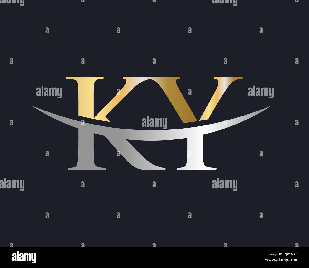 Lettera del monogramma iniziale KY Logo Design Vector. Modello di design del logo KY Illustrazione Vettoriale