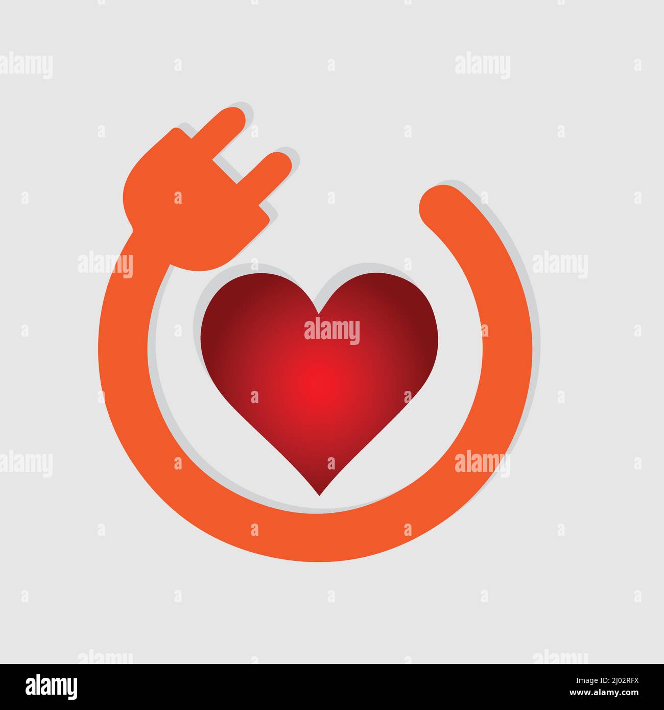 Cuore con spina elettrica, vettore concettuale Illustrazione Vettoriale