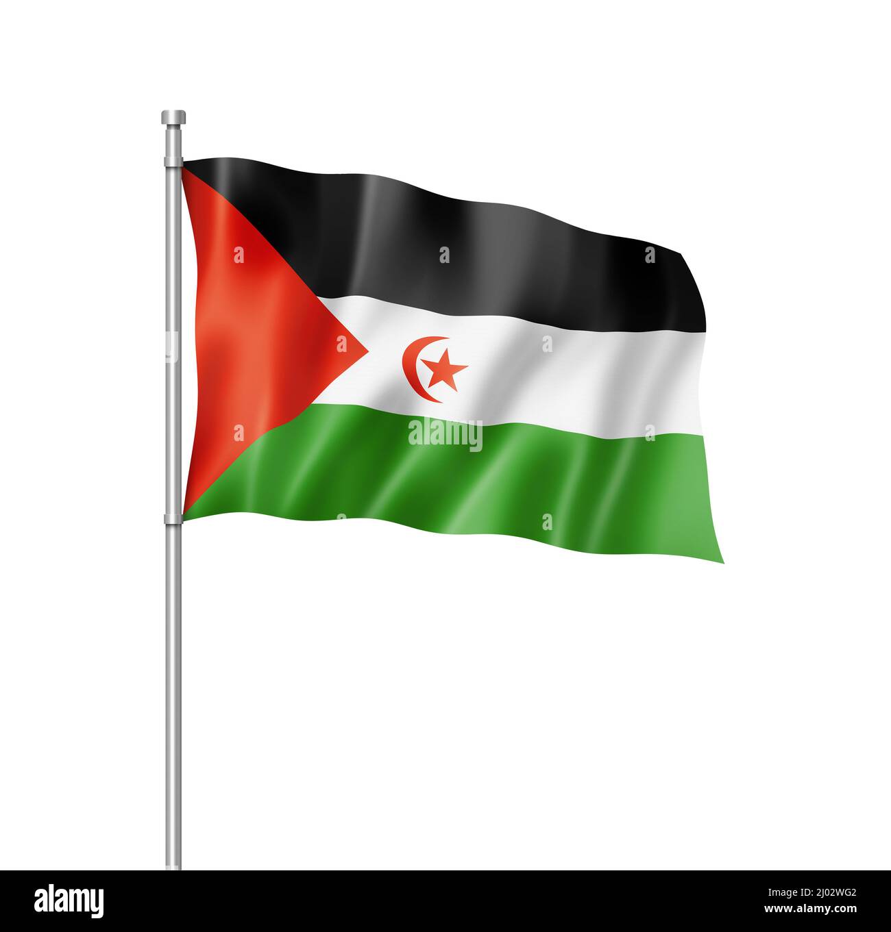 Araba Saharawi Repubblica Democratica bandiera, tridimensionale, rendering isolato su bianco Foto Stock