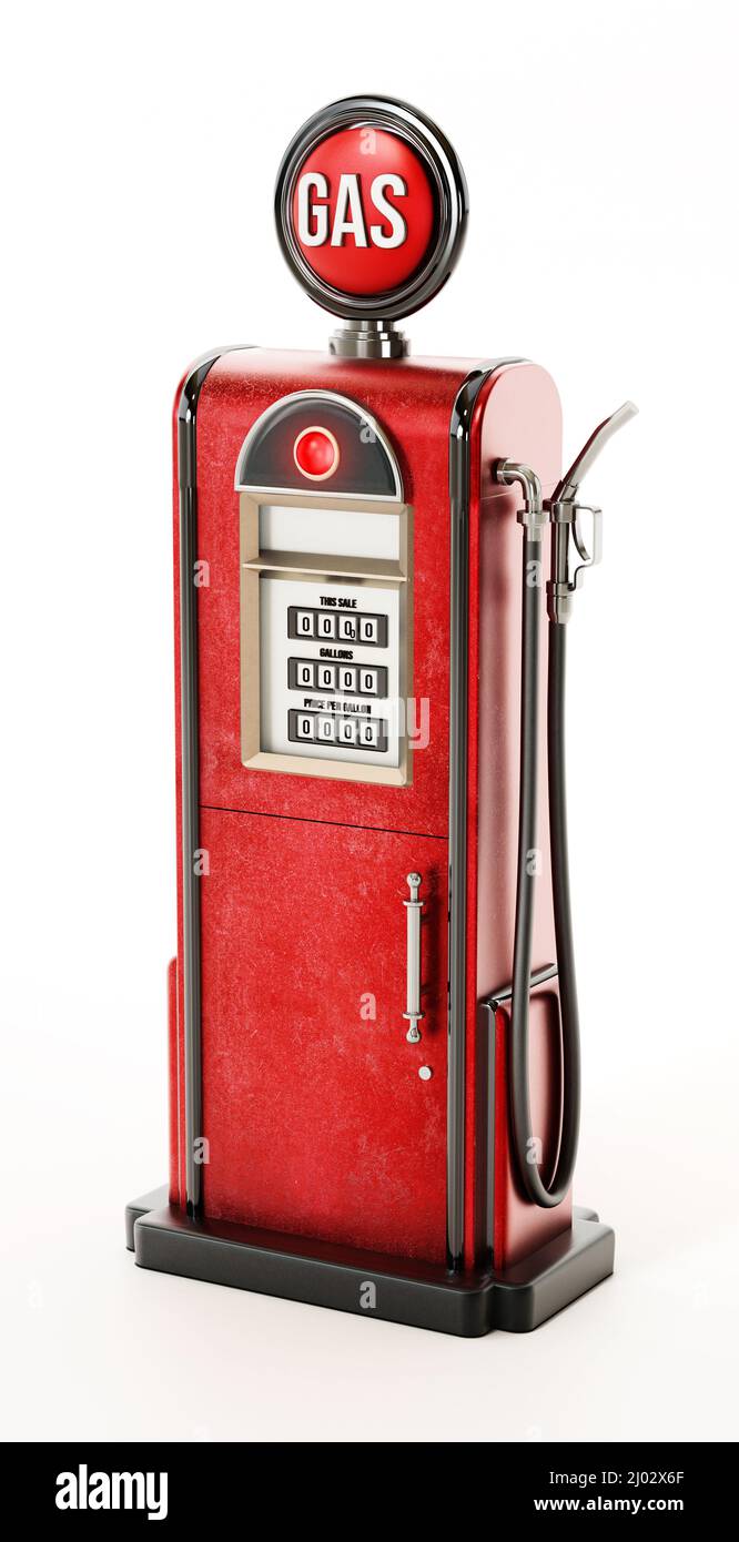 Pompa carburante posteriore isolata su sfondo bianco. 3D illustrazione. Foto Stock