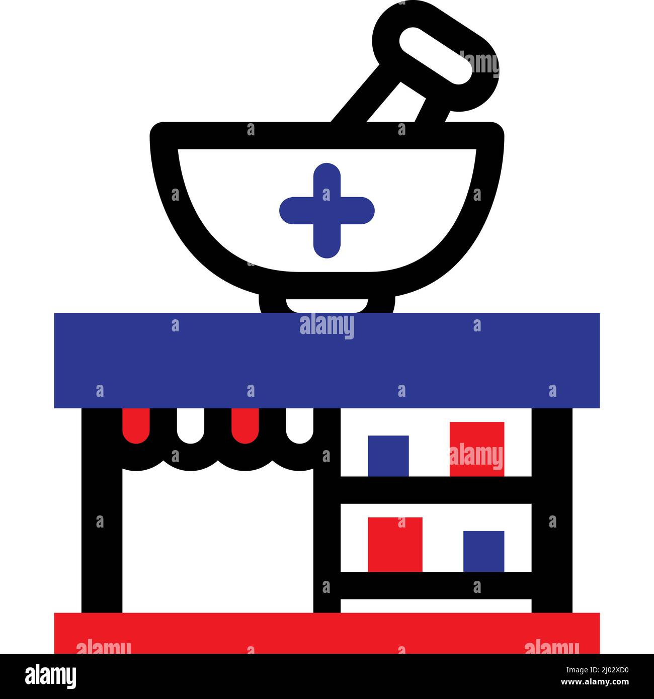 farmacia e negozio di farmacia icona per decorazione, sito web, web, presentazione, stampa, banner, logo, poster, ecc. Illustrazione Vettoriale