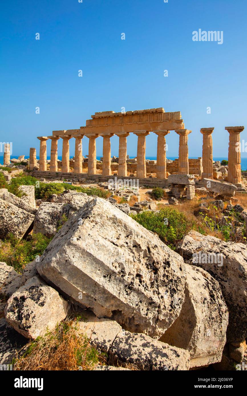 Tempio R, Selinunte, Castelvetrano, Trapani, Sicilia, Italia, Europa Foto Stock