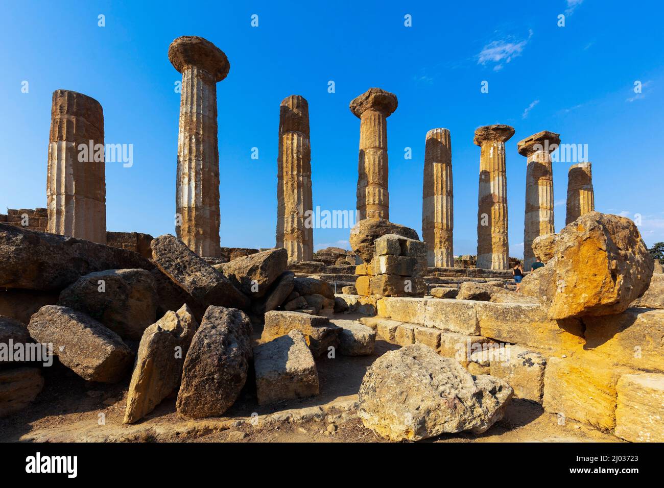 Tempio di Ercole, Valle dei Templi, Patrimonio dell'Umanità dell'UNESCO, Agrigento, Sicilia, Italia, Europa Foto Stock