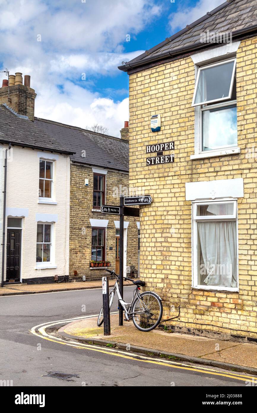 Case intorno al quartiere Mill Road a Cambridge, Cambridgeshire, Regno Unito Foto Stock