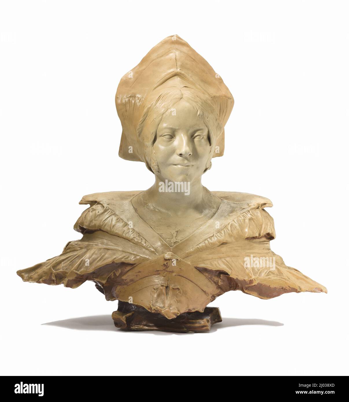 Ritratto di Loyse Labbé. Jean-Joseph Carriès (Francia, Lione, 1855-1894). 1888-1894. Scultura. Gres smaltato con smalto opaco, tondo da marrone camoscio a bianco ombreggiato Foto Stock