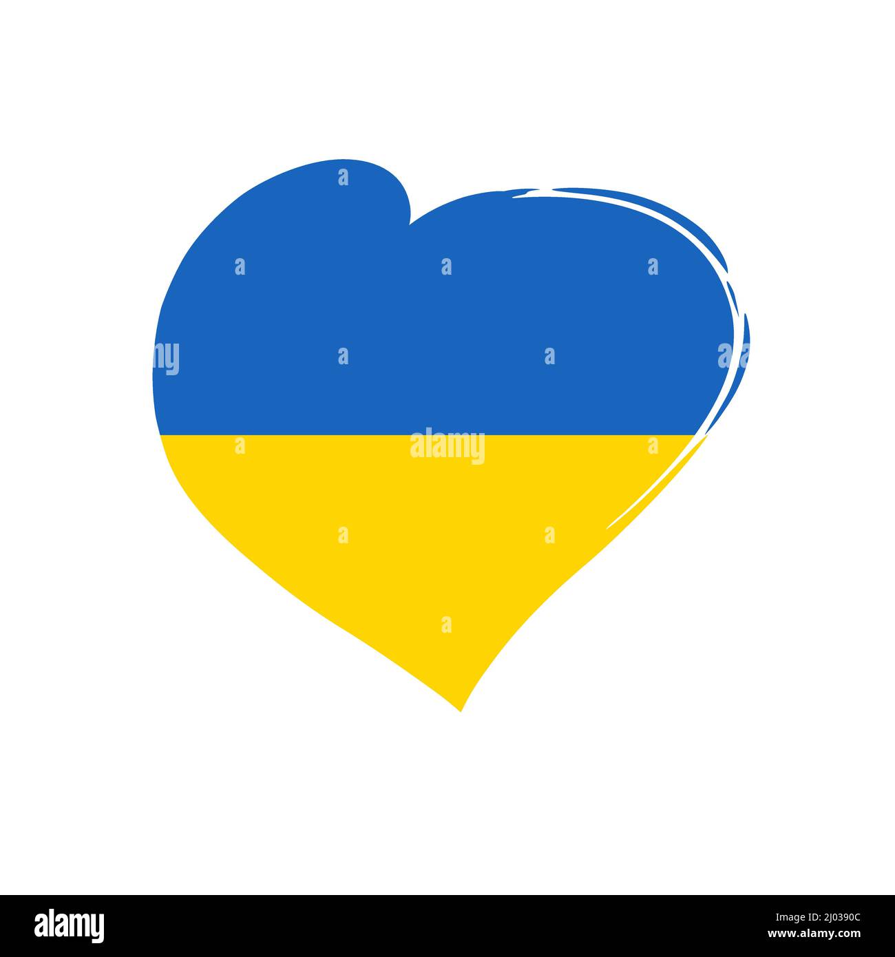 Ama l'Ucraina, simbolo della bandiera del cuore. Il concetto di sostegno e di amore per il popolo ucraino. Pregate per la pace in Ucraina, illustrazione vettoriale Illustrazione Vettoriale
