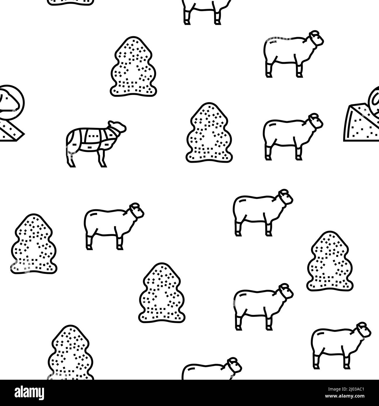 Sheep Breeding Farm Business vettore senza giunture modello Illustrazione Vettoriale