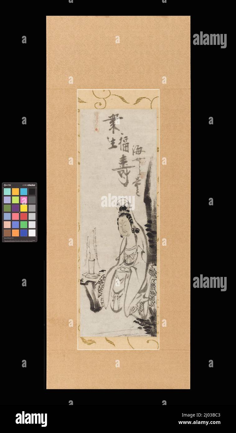 Kannon. Hakuin Ekaku (Giappone, 1685-1768). Nessuna data. Quadri; scorre. Scorrimento sospeso; inchiostro sulla carta Foto Stock
