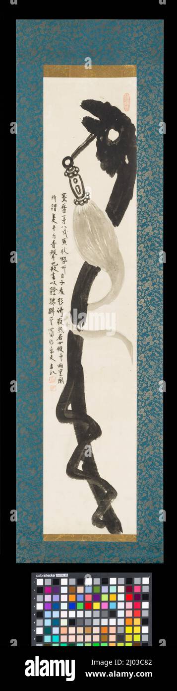 Personale e whisk. Hakuin Ekaku (Giappone, 1685-1768). 1758. Dipinti; rotoli. Scorrimento sospeso; inchiostro sulla carta Foto Stock