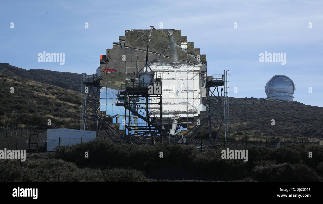 I MAGICI telescopi dell'Osservatorio Roque de los Muchachos Foto Stock