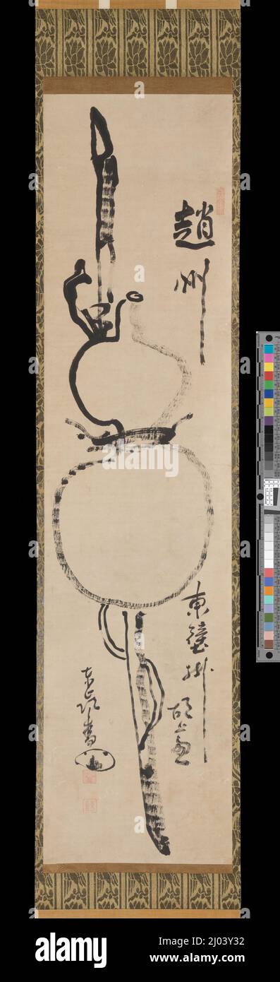 Personale e Gourd. Tōrei Enji (Giappone, 1721-1792), ultima metà del 18th secolo. Quadri; scorre. Scorrimento sospeso; inchiostro sulla carta Foto Stock