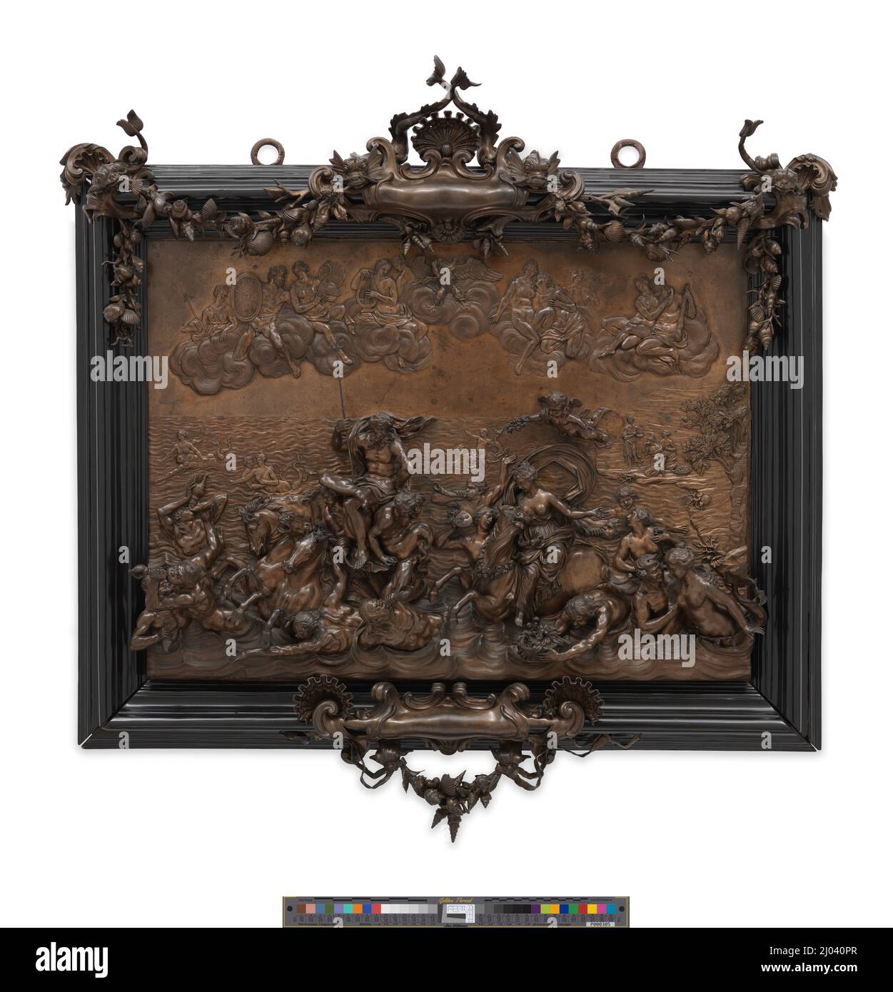 Il Trionfo di Nettuno ed Europa. Antonio Montauti (Italia, Firenze, attivo 1707-1740, circa 1685-dopo il 1740). Italia, Firenze, circa 1735-1740. Scultura. Rilievo in bronzo in moderno telaio in legno ebonizzato con supporti in bronzo Foto Stock