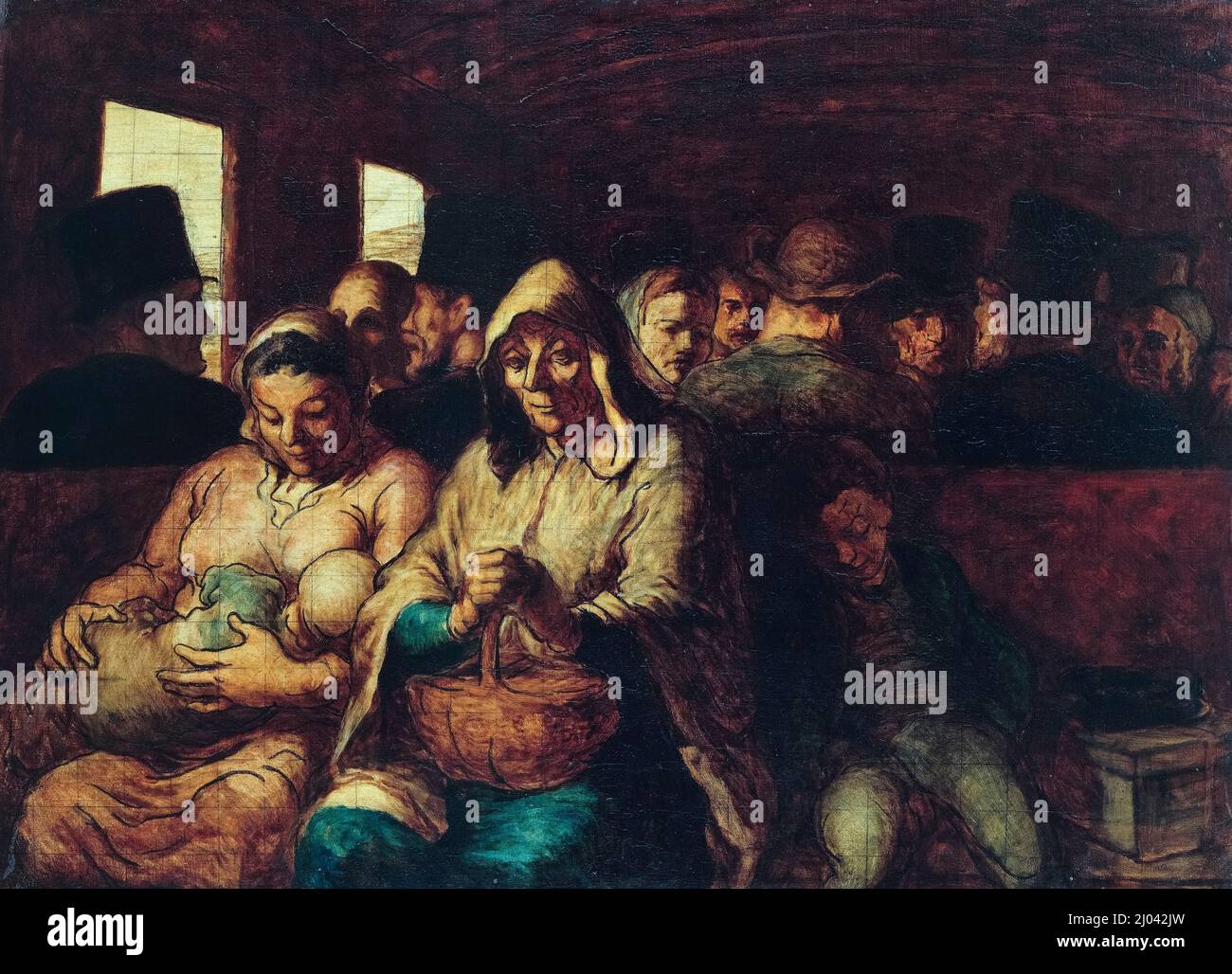 Honoré Daumier, pittura, la terza classe di trasporto (incompiuto), 1862-1864, olio su tela Foto Stock