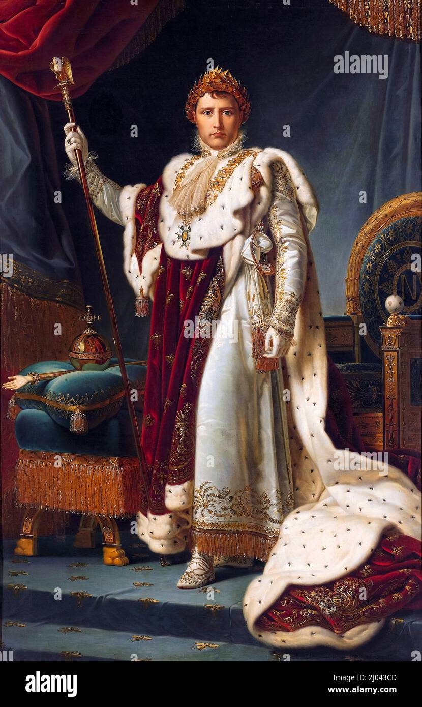 Incoronazione Ritratto dell'Imperatore Napoleone i, olio su tela dipinto dal laboratorio di Francesco Gérard, 1805-1815 Foto Stock