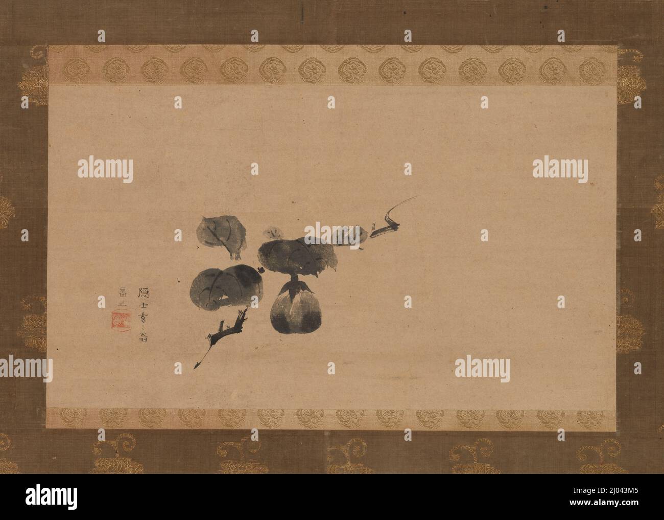 Melanzane. Okamoto J?en (Haginob? J?en) (Giappone, 1628-1673). Giappone, metà del 17th secolo. Quadri; scorre. Scorrimento sospeso; inchiostro sulla carta Foto Stock