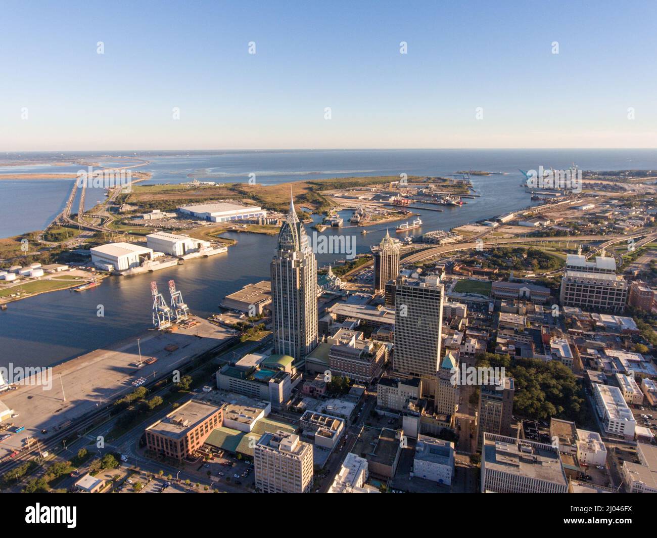 Vista aerea del centro di Mobile, Alabama Foto Stock