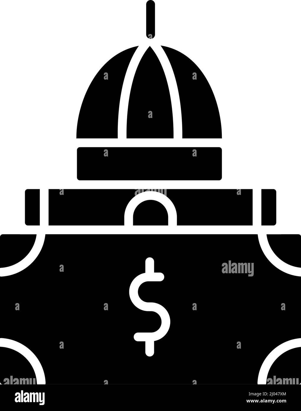 Icona glyph nero del supporto finanziario federale Illustrazione Vettoriale