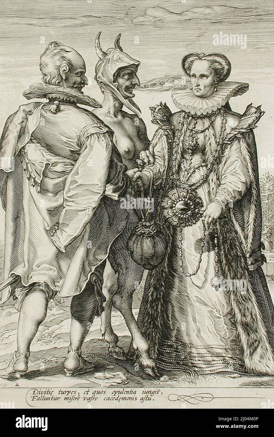 Matrimonio per soldi. Jan Pietersz. Saenredam (Olanda, Zaandam, circa 1565-1607). Olanda, circa 1594. Stampe; incisioni. Incisione Foto Stock