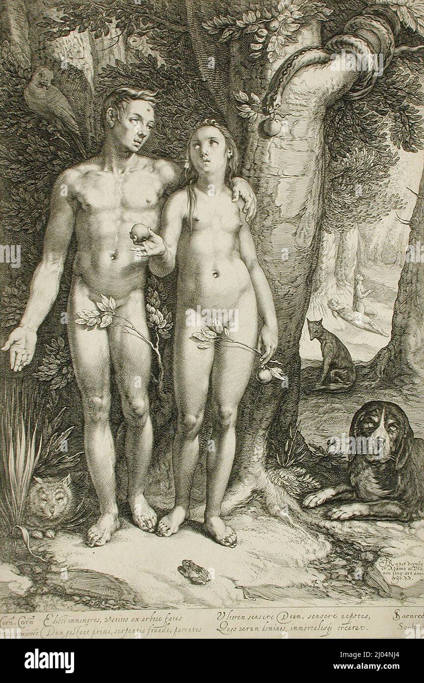 La tentazione. Jan Pietersz. Saenredam (Olanda, Zaandam, circa 1565-1607). Olanda, 1605. Stampe; incisioni. Incisione Foto Stock