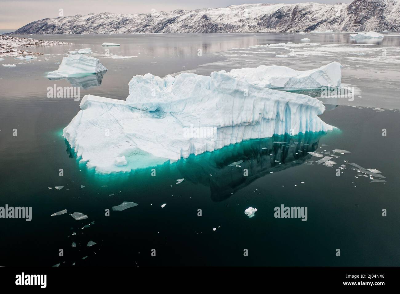 iceberg estremi dalla vista aerea Foto Stock