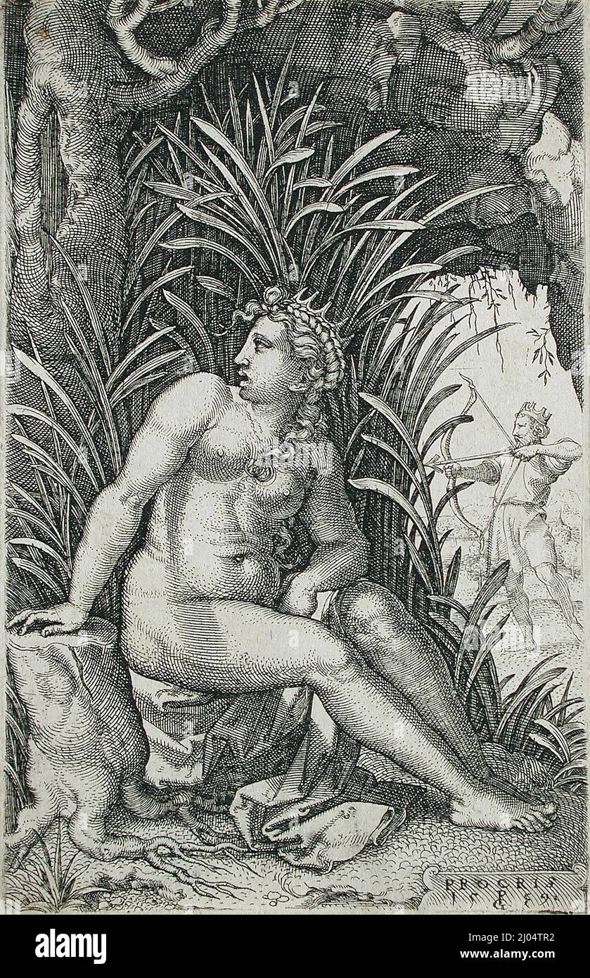 Procris ucciso da Cefalo. Georg Pencz (Germania, Norimberga, circa 1500-1550). Germania, 1539. Stampe; incisioni. Incisione Foto Stock