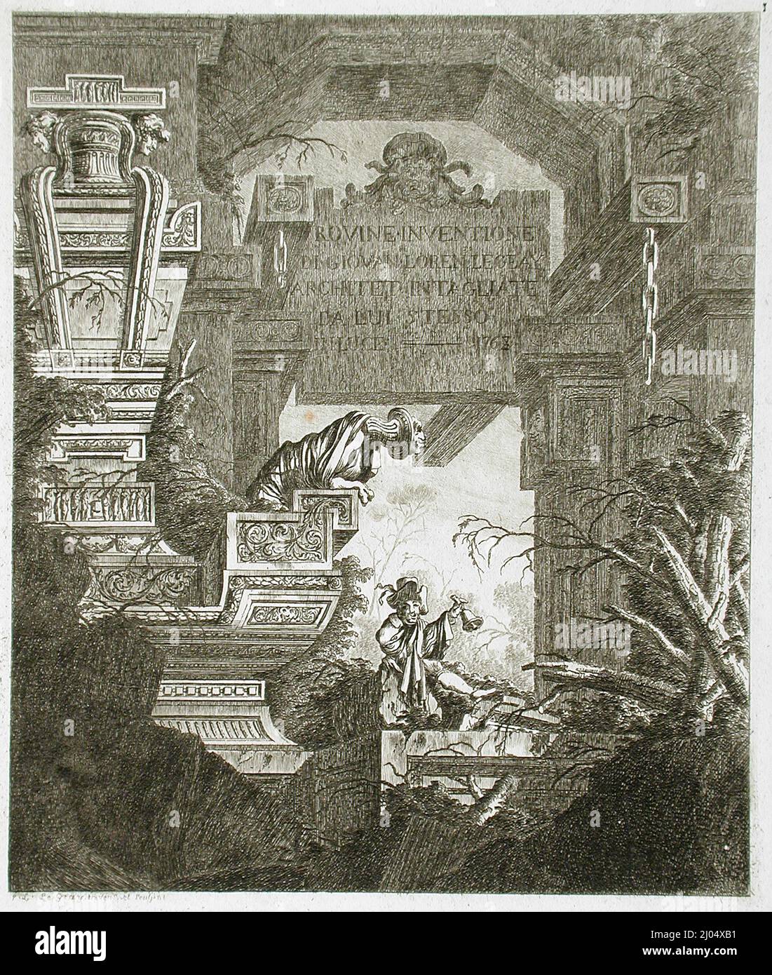 Frontespizio di 'Rovine'. Jean-Laurent Legeay (Francia, Parigi, circa 1710-dopo il 1786). Francia, 1768. Stampe; incisioni. Acquaforte Foto Stock
